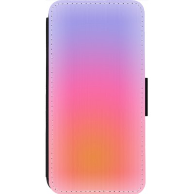 Coque iPhone 13 Pro Max - Wallet noir Orange Pink Blue Gradient