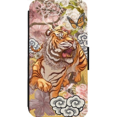 Coque iPhone 13 Pro Max - Wallet noir Spring 23 japanese tiger