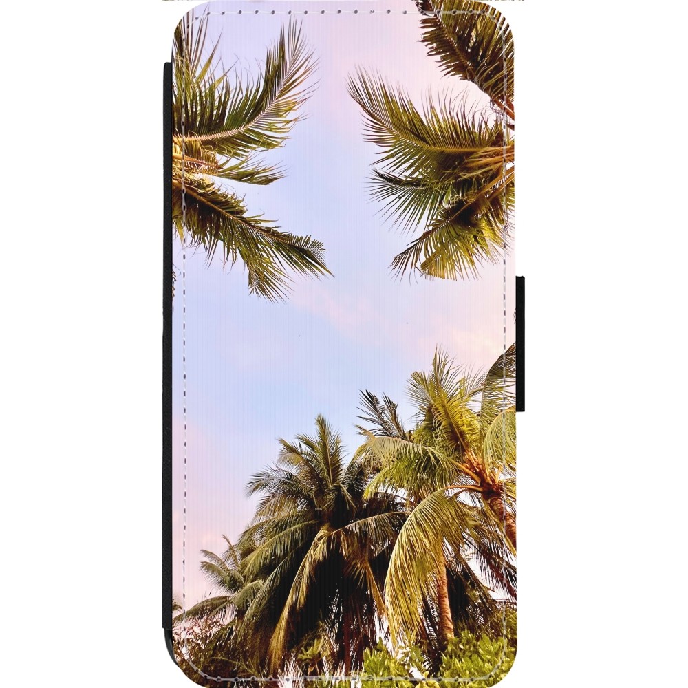 Coque iPhone 13 Pro Max - Wallet noir Summer 2023 palm tree vibe