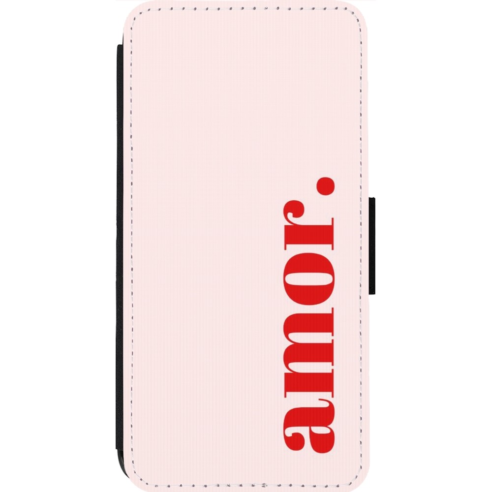 Coque iPhone 13 Pro Max - Wallet noir Valentine 2024 amor