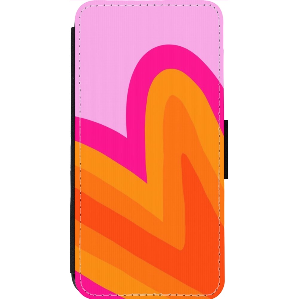 Coque iPhone 13 Pro Max - Wallet noir Valentine 2024 heart gradient