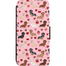 Coque iPhone 13 Pro Max - Wallet noir Valentine 2024 puppy love