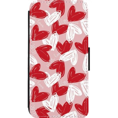 Coque iPhone 13 Pro Max - Wallet noir Valentine 2024 with love heart