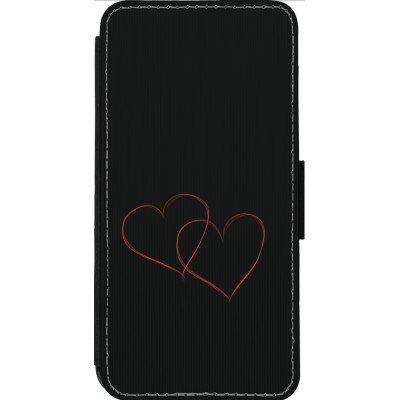 Coque iPhone 13 Pro Max - Wallet noir Valentine 2023 attached heart