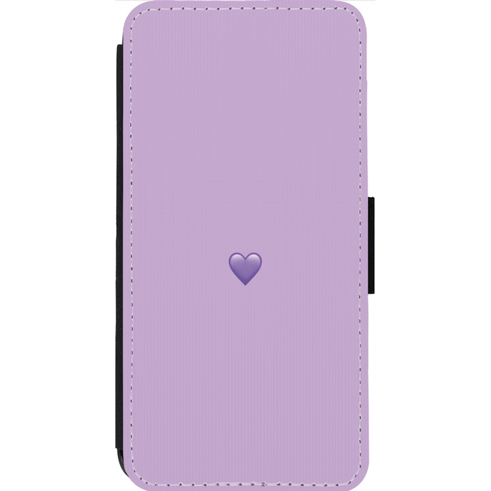 Coque iPhone 13 Pro Max - Wallet noir Valentine 2023 purpule single heart