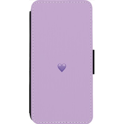 Coque iPhone 13 Pro Max - Wallet noir Valentine 2023 purpule single heart