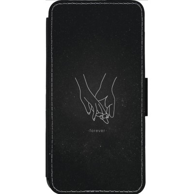 Coque iPhone 13 Pro Max - Wallet noir Valentine 2023 hands forever