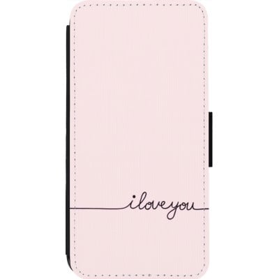 Coque iPhone 13 Pro Max - Wallet noir Valentine 2023 i love you writing