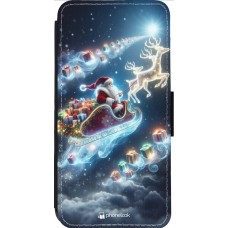 Coque iPhone 13 Pro Max - Wallet noir Noël 2023 Père Noël enchanté