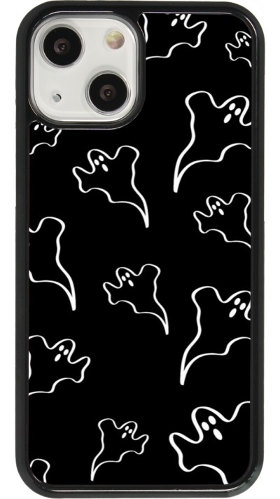 Coque iPhone 13 mini - Halloween 2024 black and white ghosts