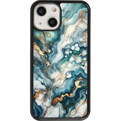 Coque iPhone 13 mini - Marbre Vert Bleu Doré