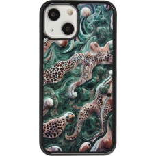iPhone 13 mini Case Hülle - Grüner Marmor und abstrakter Leopard