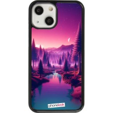 Coque iPhone 13 mini - Paysage Violet-Rose