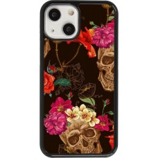 Coque iPhone 13 mini - Skulls and flowers