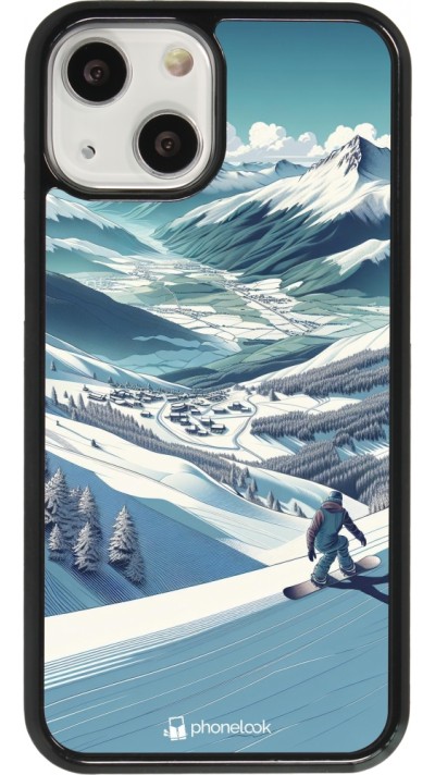 Coque iPhone 13 mini - Snowboarder Montagne