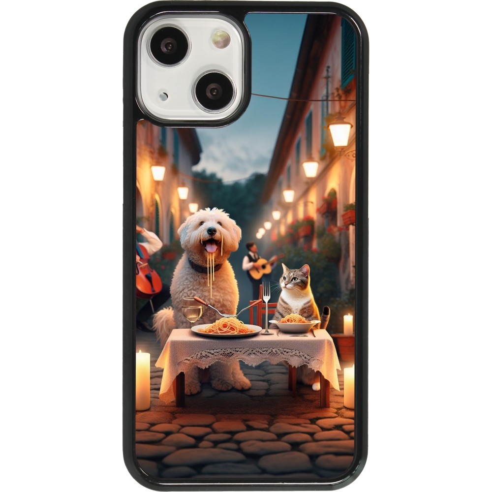 Coque iPhone 13 mini - Valentine 2024 Dog & Cat Candlelight