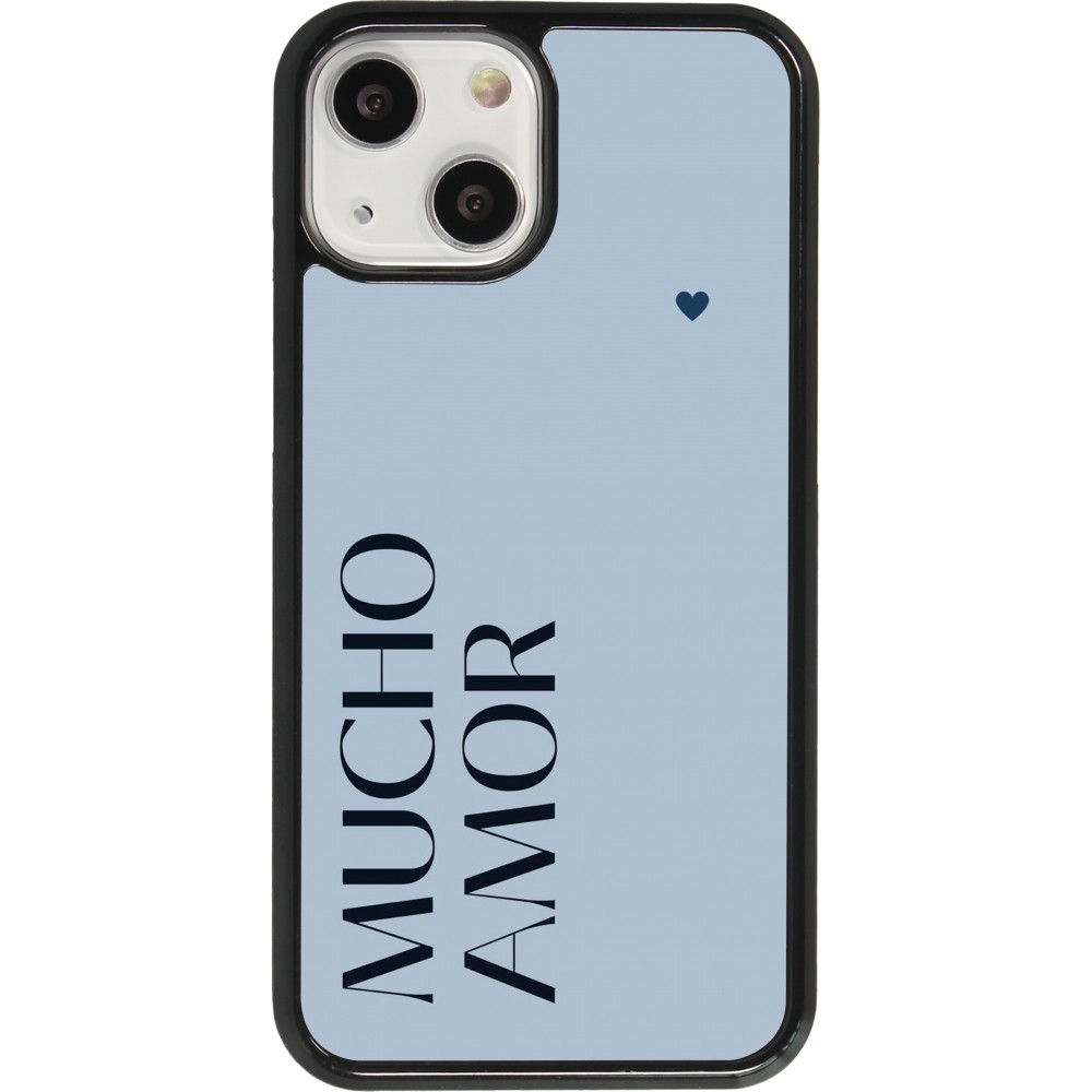 Coque iPhone 13 mini - Valentine 2024 mucho amor azul