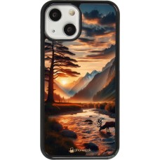 Coque iPhone 13 mini - Valley Sunset Deer Tree