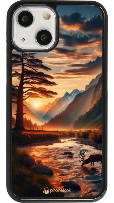 Coque iPhone 13 mini - Valley Sunset Deer Tree