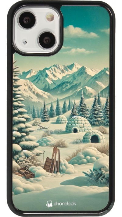 Coque iPhone 13 mini - Vintage Snowy Mountain Igloo