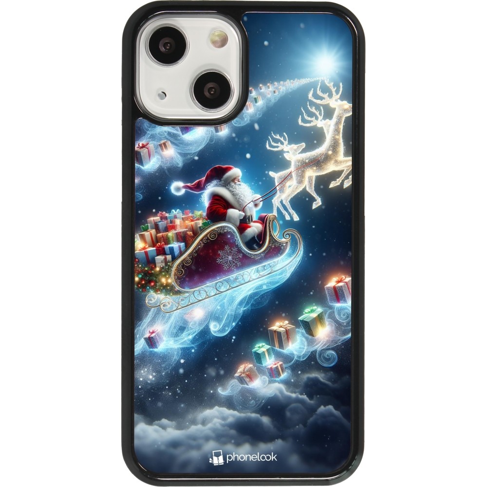 Coque iPhone 13 mini - Noël 2023 Père Noël enchanté