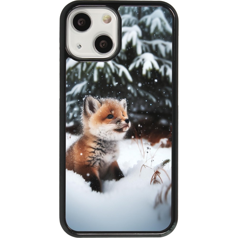 Coque iPhone 13 mini - Noël 2023 Renardeau sapin