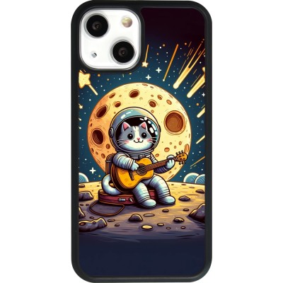 Coque iPhone 13 mini - Silicone rigide noir AstroCat RockLune