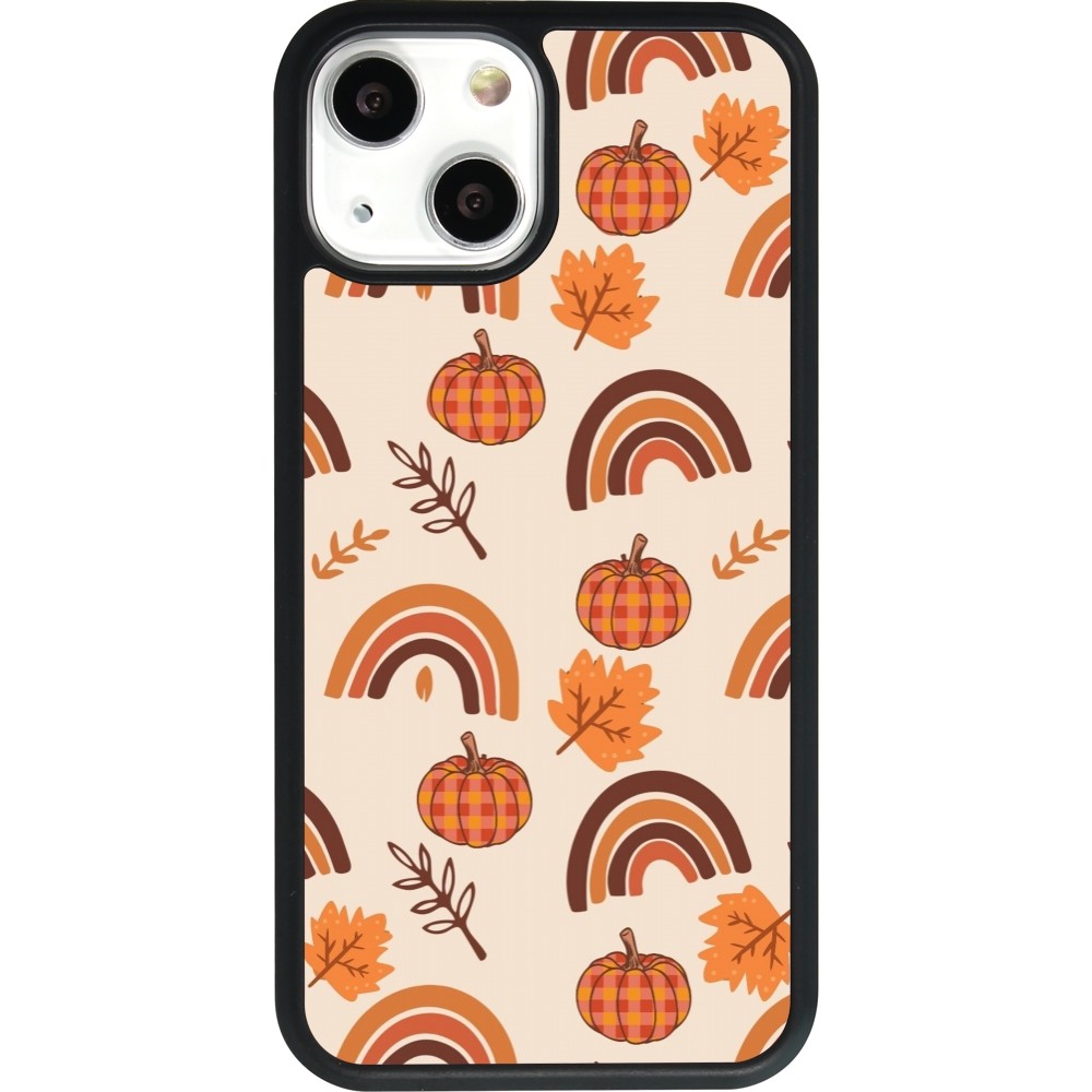 Coque iPhone 13 mini - Silicone rigide noir Autumn 2024 rainbow