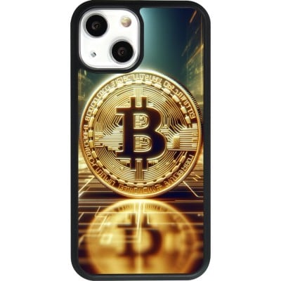 Coque iPhone 13 mini - Silicone rigide noir Bitcoin Standing