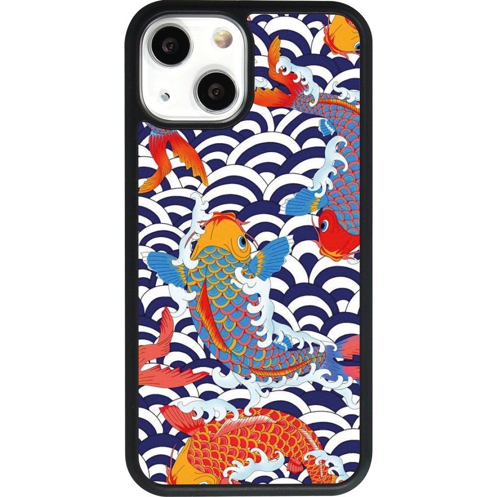 Coque iPhone 13 mini - Silicone rigide noir Easter 2023 japanese fish