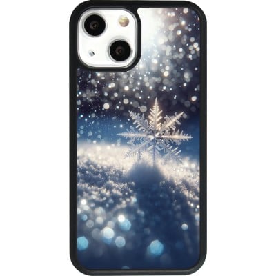 Coque iPhone 13 mini - Silicone rigide noir Flocon Solaire Éclat