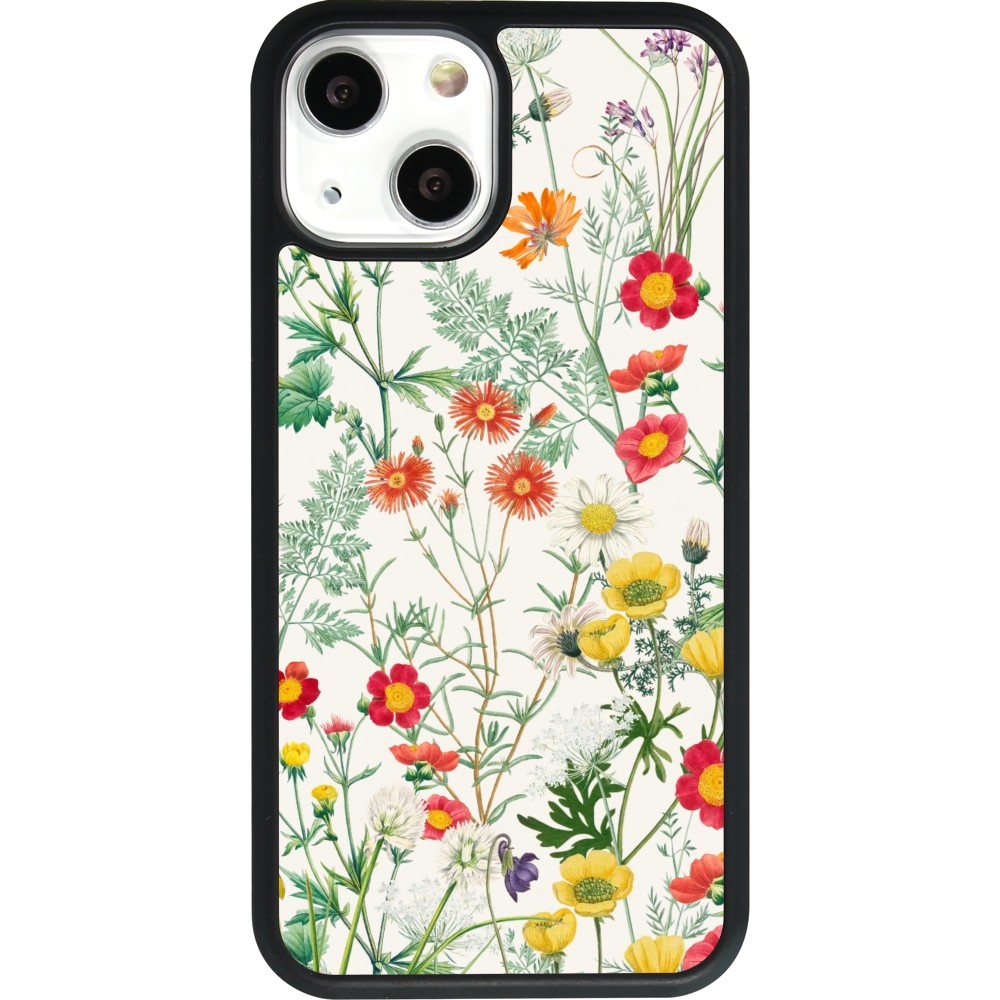 Coque iPhone 13 mini - Silicone rigide noir Flora Botanical Wildlife