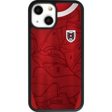 Coque iPhone 13 mini - Silicone rigide noir Maillot de football Autriche personnalisable