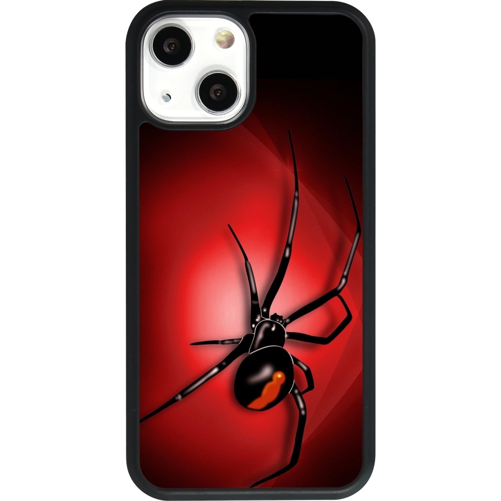 Coque iPhone 13 mini - Silicone rigide noir Halloween 2023 spider black widow