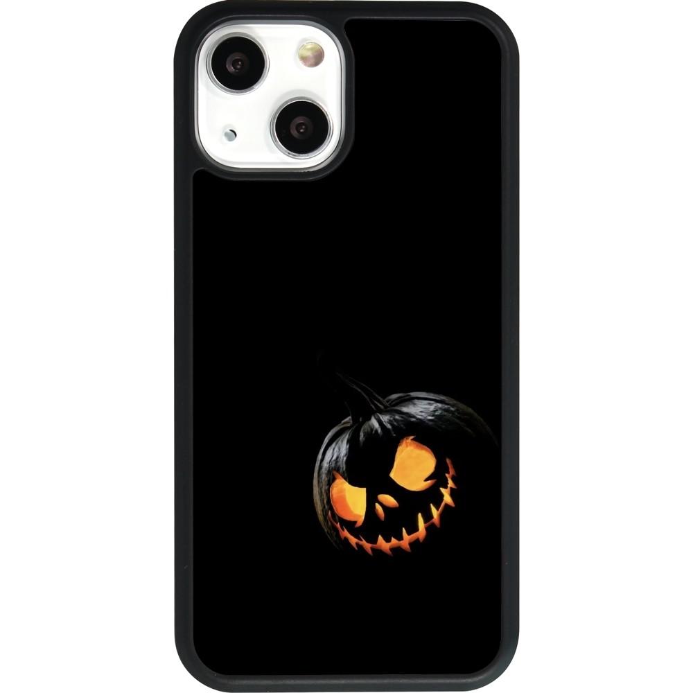 Coque iPhone 13 mini - Silicone rigide noir Halloween 2023 discreet pumpkin