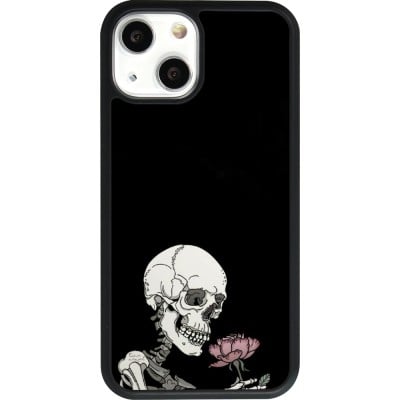 Coque iPhone 13 mini - Silicone rigide noir Halloween 2023 rose and skeleton