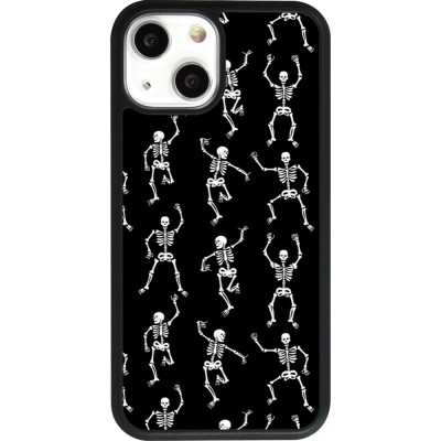 Coque iPhone 13 mini - Silicone rigide noir Halloween 2024 dancing skeleton