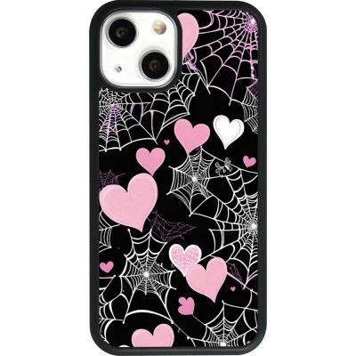 Coque iPhone 13 mini - Silicone rigide noir Halloween 2024 girly