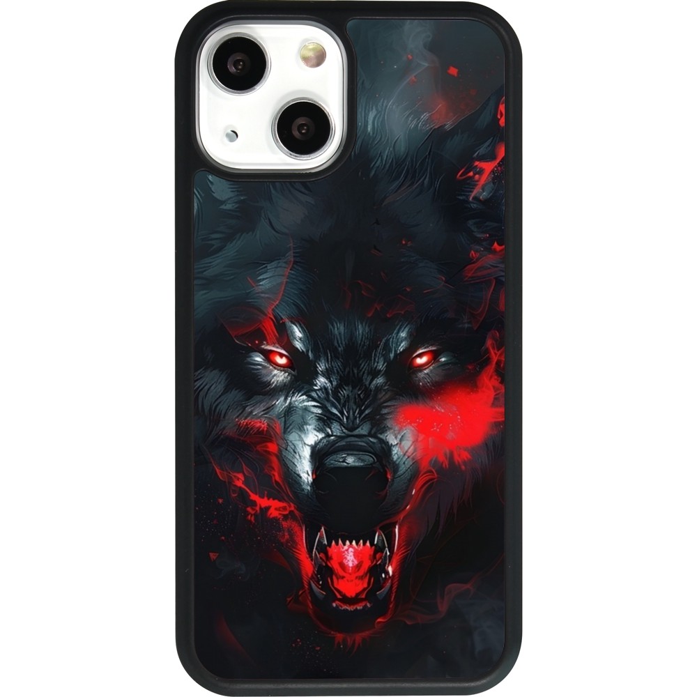 Coque iPhone 13 mini - Silicone rigide noir Halloween 2024 mad werewolf