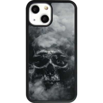 Coque iPhone 13 mini - Silicone rigide noir Halloween 2024 smoky skull