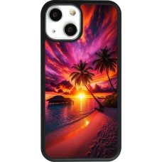 Coque iPhone 13 mini - Silicone rigide noir Maldives Dusk Bliss