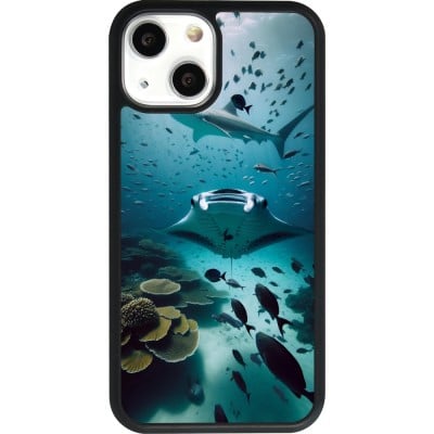 Coque iPhone 13 mini - Silicone rigide noir Manta Lagon Nettoyage