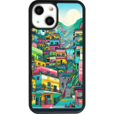 Coque iPhone 13 mini - Silicone rigide noir Medellin Comuna 13 Art