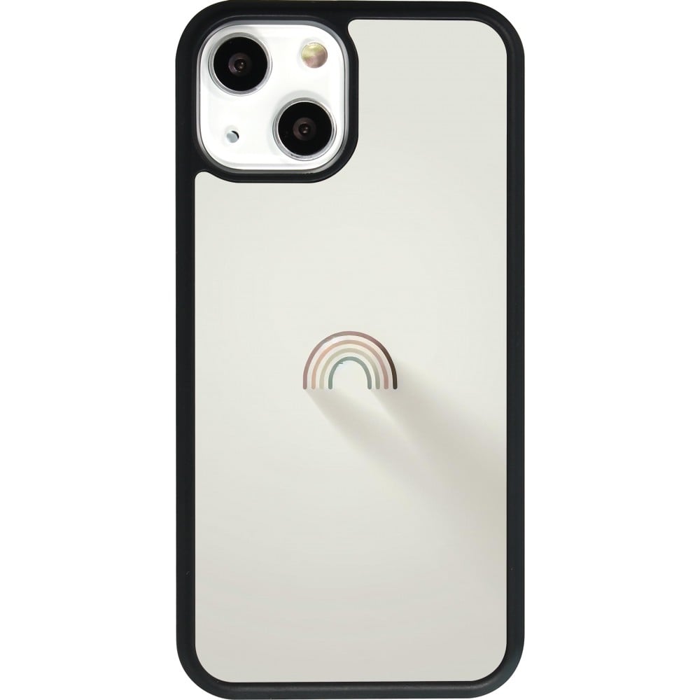 Coque iPhone 13 mini - Silicone rigide noir Mini Rainbow Minimal