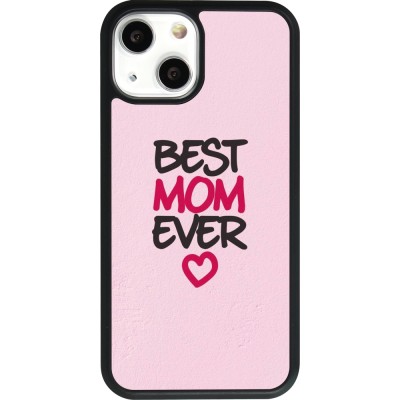 Coque iPhone 13 mini - Silicone rigide noir Mom 2023 best Mom ever pink