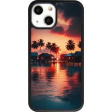 Coque iPhone 13 mini - Silicone rigide noir Paradis Maldives