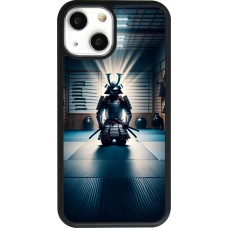 Coque iPhone 13 mini - Silicone rigide noir Samouraï en prière