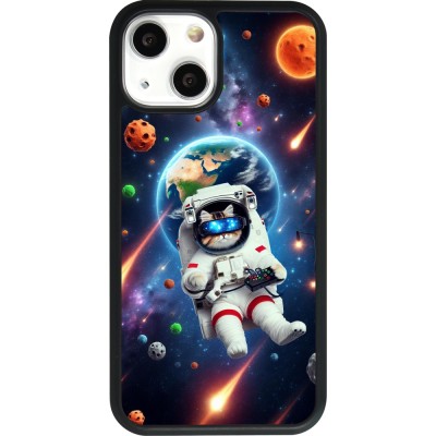 Coque iPhone 13 mini - Silicone rigide noir VR SpaceCat Odyssey