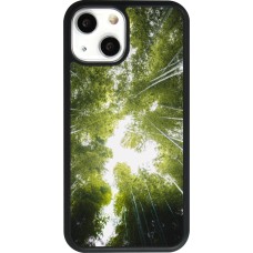 Coque iPhone 13 mini - Silicone rigide noir Spring 23 forest blue sky