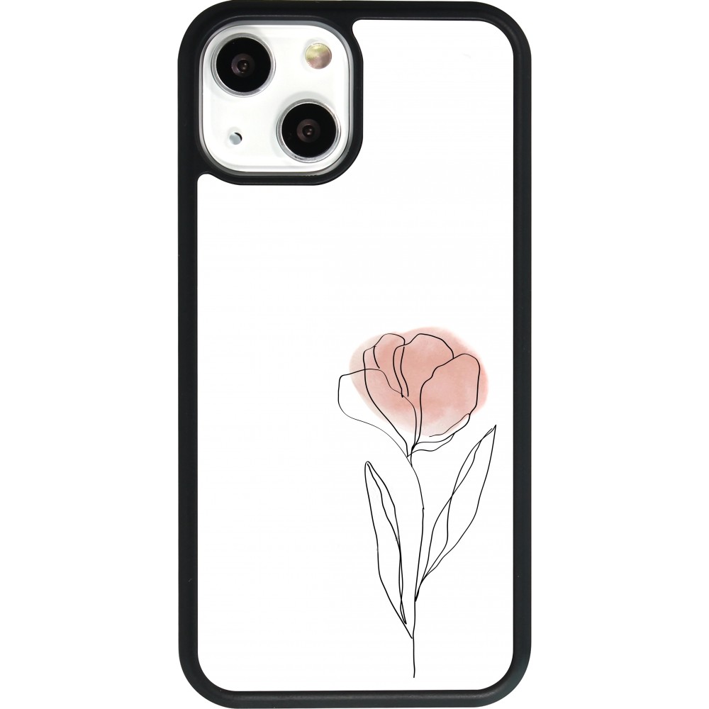 Coque iPhone 13 mini - Silicone rigide noir Spring 23 minimalist flower